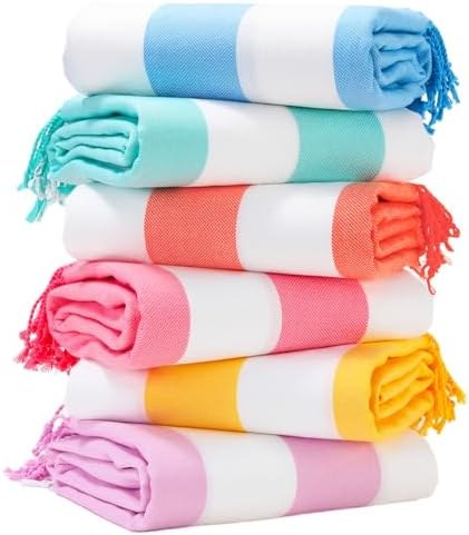 Striped Turkish Beach Towels 6-Pack, 74 x 38, Option 1