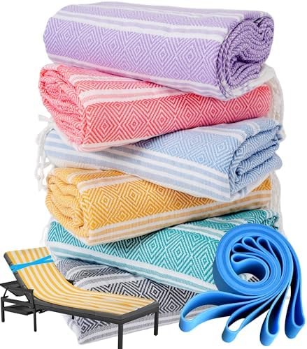 Sand-Free Turkish Beach Towel Set, 6 Multi Rhombus