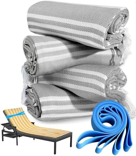 Sand-Free Turkish Beach Towel Set, Four Grey