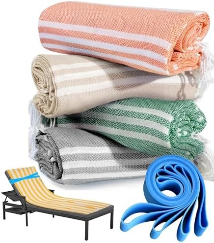 Sand-Free Turkish Beach Towel Set, Set Beige Grey Mint Orange