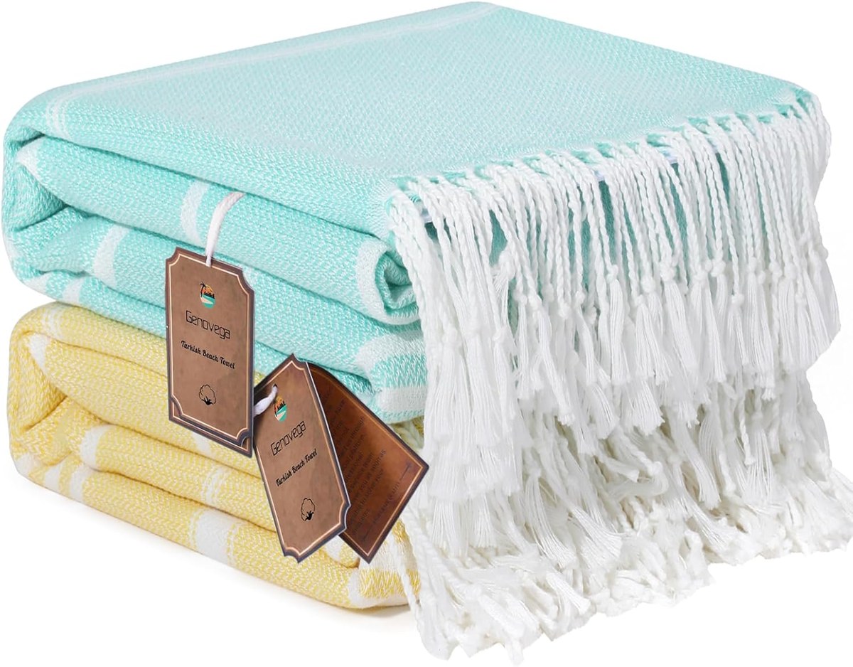 Genovega Turkish Beach Towels 2-Pack, Sand Free