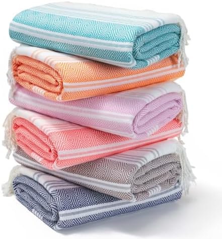Turkish Beach Towels 6-Pack, 74 x 38 Inch, Option 8