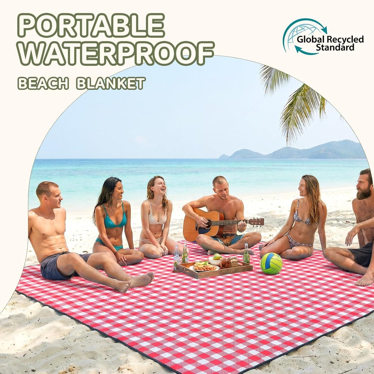 Genovega Waterproof Picnic Blanket 80 x 80, Foldable, view 3