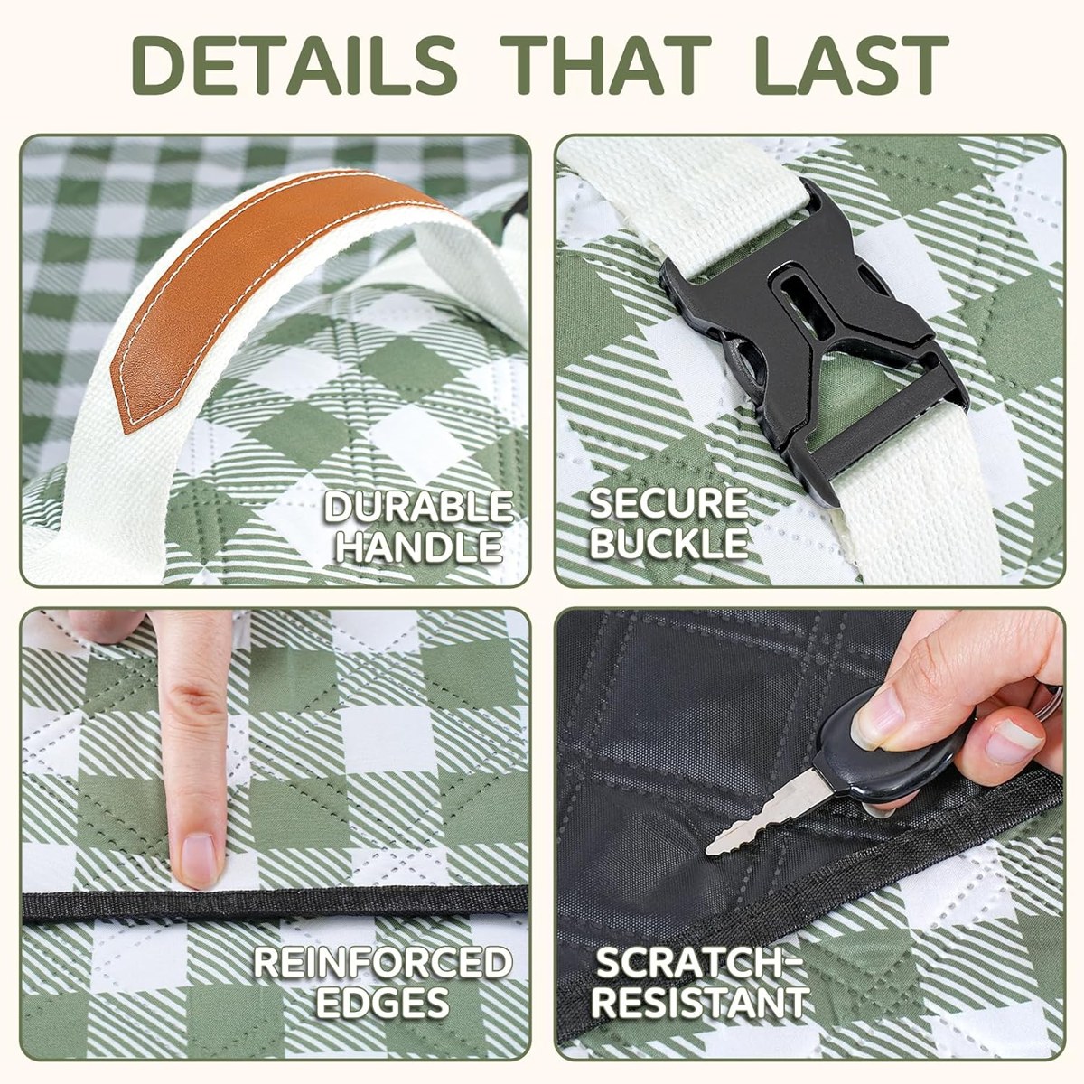 Genovega Waterproof Picnic Blanket 80 x 80, Foldable, view 6